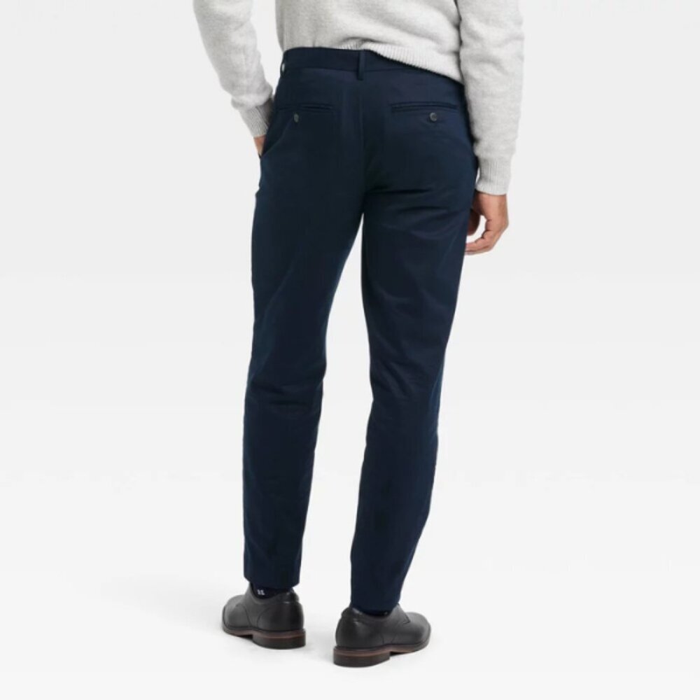 Goodfellow & Co Men’s Slim Fit Trousers Navy Blue Flat Front Pants 32x30 - Picture 2 of 3
